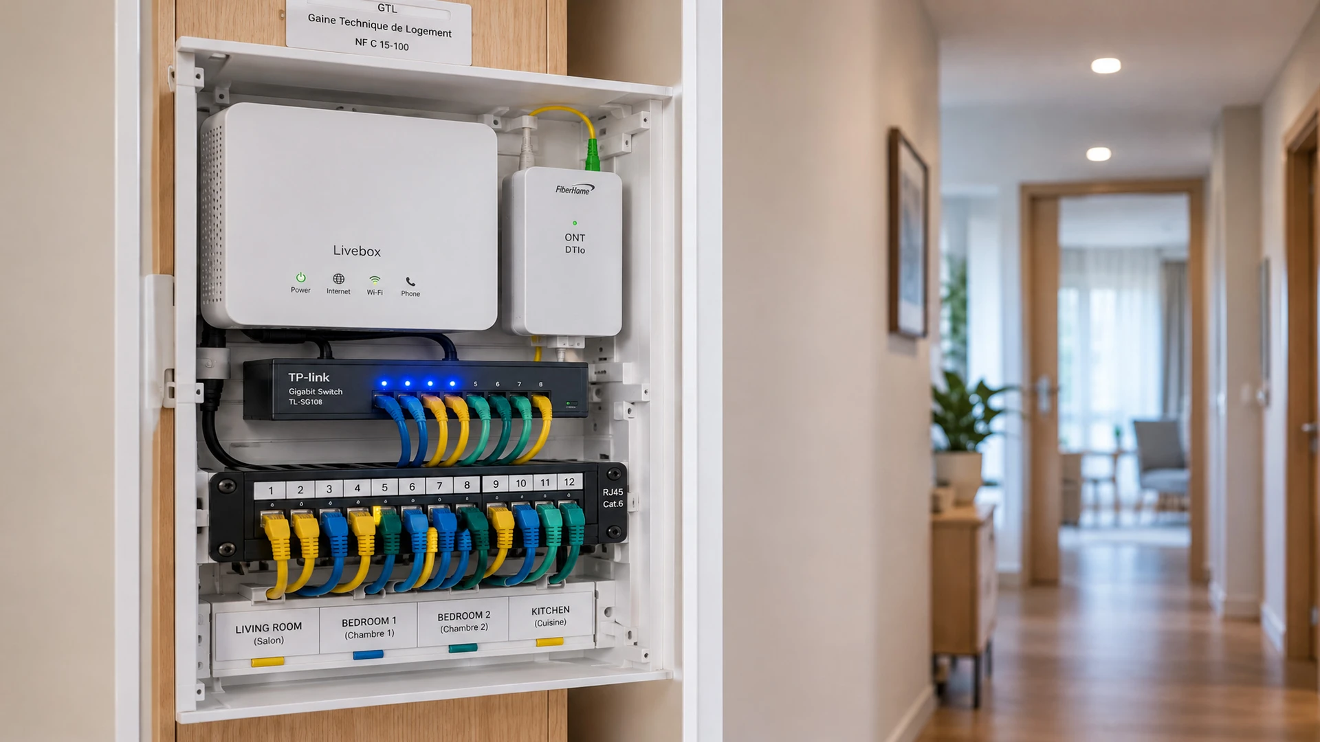 Un électricien professionnel caucasien travaillant sur l'installation d'un système de câblage électrique dans un nouveau plafond résidentiel